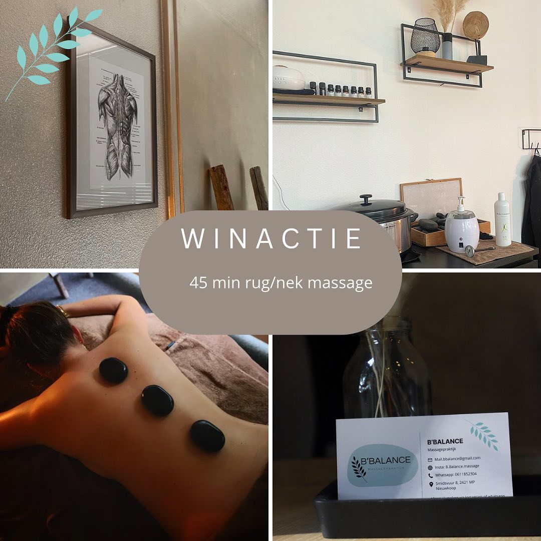 WINACTIE 🤍🤎Het is weer tijd voor een winactie!
🍀 45 min rug/nek massage.
🍀 eventueel in combinatie met hotstone stenen.Wat moet je doen?
🍀Volg mijn Instagram pagina.
🍀Vertel waarom jij moet winnen.
🍀Deel deze post openbaar in je verhaal, bij een gesloten account kan je mij een screenshot sturen.
🍀Tag 2 mensen die je het ook gunt🤍De winnaar wordt 1 december bekend gemaakt!Liefs,
Bo.